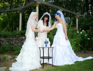 Some people have used unique ways such as combining handfasting with traditional marriage, to represent polyamorous union